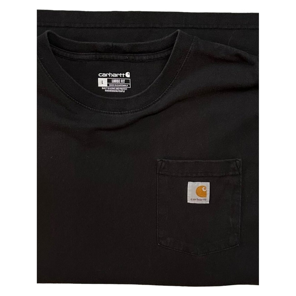 Carhartt K87 Loose Fit Pocket T-Shirt Mens Large Black 100% Cotton EUC - Picture 2 of 6